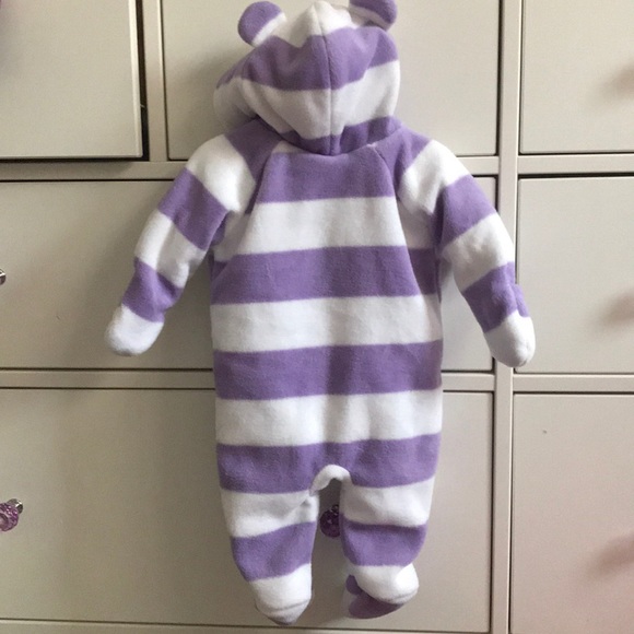 Old Navy Fleece Lavender Striped Footie. - Picture 2 of 2